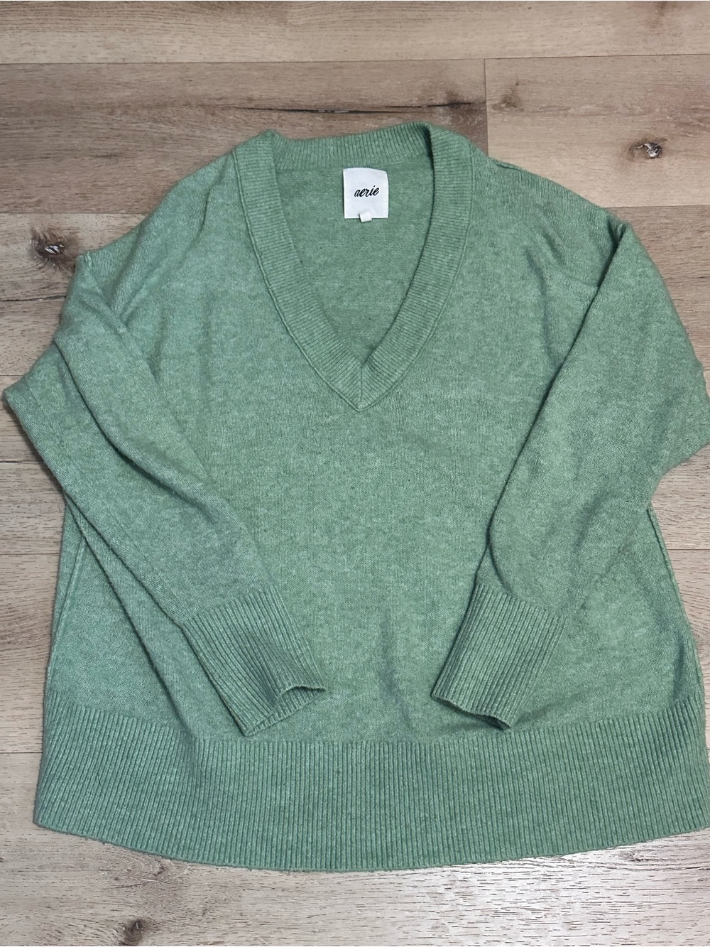 aerie Light Sage Green V-Neck Sweater